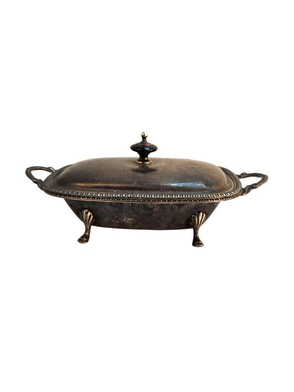 Charles Baller, Antique Silver-Plated Rectangular Serving Butter Dish With Lid &
